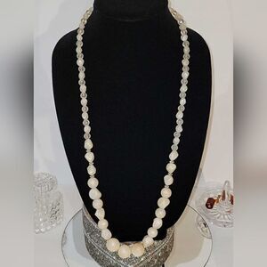 Antique MOP crystal pearl graduated necklace